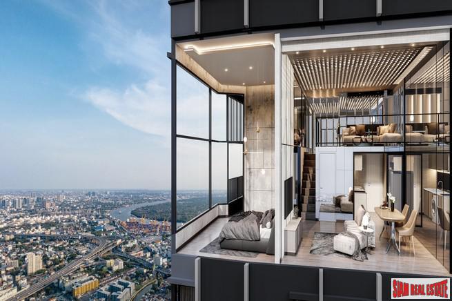 New High-Rise of Loft Duplex Smart Home Condos by BTS Phra Khanong at Rama 4 Road with City and Chao Phraya River Views - 1 Bed Plus Units - Last Few Units Back to Market!-1